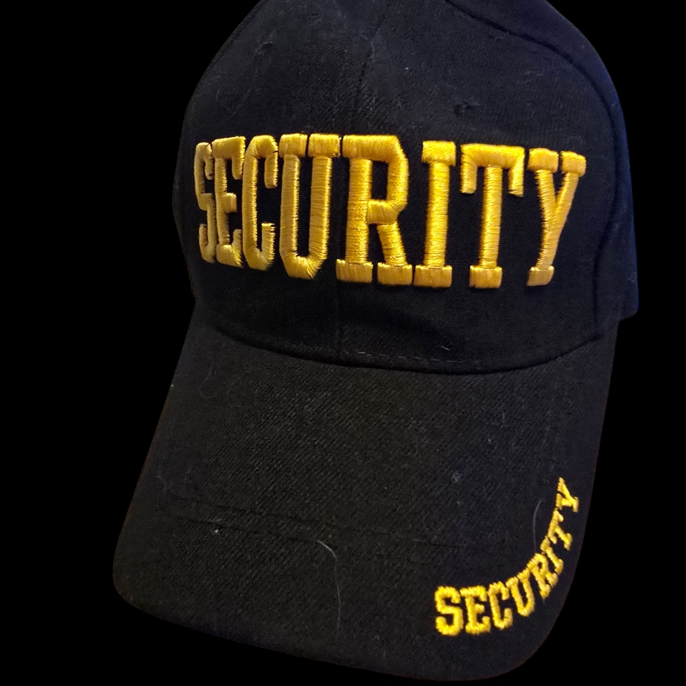 Black Security Cap with Gold Embroidery